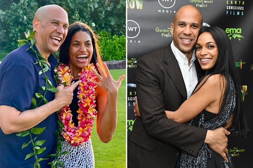 NJ Sen. Cory Booker gleefully announces engagement to Rosario Dawson look-alike girlfriend