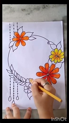 simple boarder design for projects# with colour pencils and brush pens# please subscribe my channel