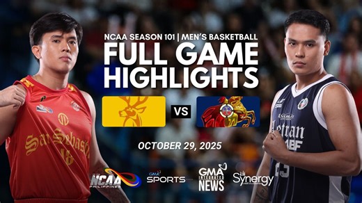 San Sebastian vs. Letran (Men's Basketball Highlights) 🏀 The San Sebastian Golden Stags took down the Letran Knights in #NCAASeason101 courtesy of a game-winning jumper by rookie Jhuniel Dela Rama! Watch the highlights of the game here. Catch the games LIVE on GTV and Heart of Asia (HOA), or via livestream on NCAA Philippines and GMA Sports' YouTube accounts! #BuildingGreatness #GMASports | GMA Sports PH