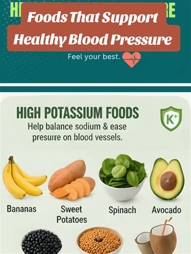 Your daily food choices play a big role in your blood pressure. Focus on foods rich in potassium, healthy fats, and antioxidants to support your heart and improve circulation. Simple swaps like adding leafy greens, nuts, beans, and healthy oils can make a real difference over time. Stay consistent. Small changes done daily lead to better long term results. Save this guide and start building better meals today 💚 #nutrition #bloodpressure #healthylivingtips #HealthyLiving #WellnessTips