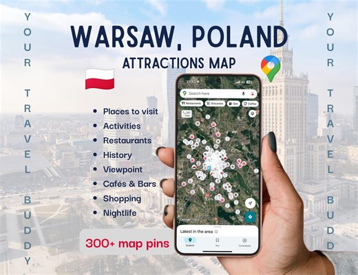 Warsaw Travel Guide – Google Maps Guide With 300  Locations, Digital Itinerary and Planner - Etsy