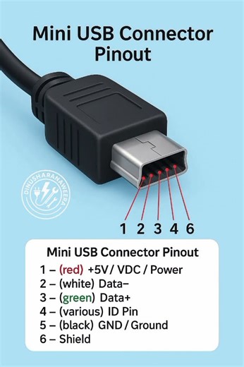 Mini USB Connector Pinout #electrical #electricalindia #electricalengineering #electronic #electri
