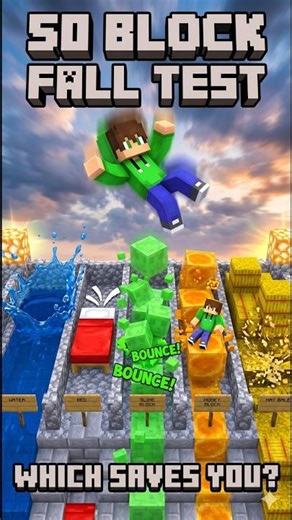 50 Block Fall Test 😱 Which One Saves You? (Minecraft Survival)#minecraft #trending #shorts