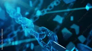 Digital Chain Link with Binary Code and Network Connections Representing Blockchain Technology