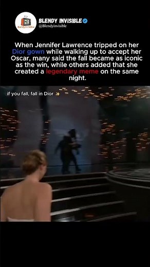 Jennifer Lawrence tripped on her Dior gown while walking up to accept her Oscar.
