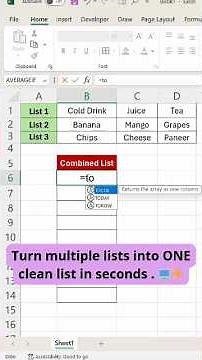 Stop Copy-Pasting! Use TOCOL in Excel 🤯#Excel#ExcelTips#ExcelTricks#ExcelFormula