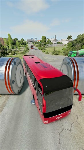 Colorful City Buses & Cement Truck Vs Hyrdualic Crush - BeamNG.drive