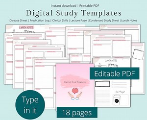 EDITABLE Nurse Medical Study Notes Templates | Clinical Skills Nursing Notes | Patho Nursing Notes Template Med-surg Study Template Medicine - Etsy