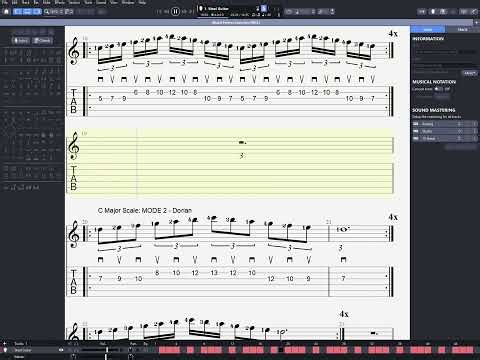 Guitar Modal Pattern Exercises PART2 - Strings 3 & 2 - A Minor Mode - GP8 screengrab