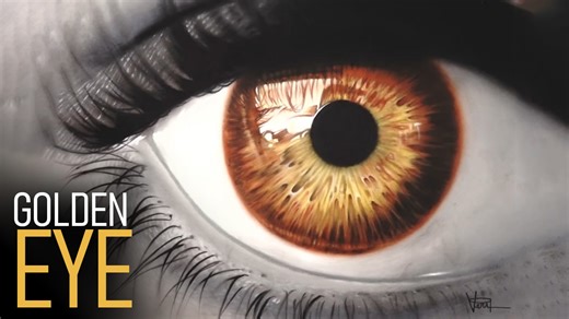 How to draw a beautiful golden eye with realistic reflections