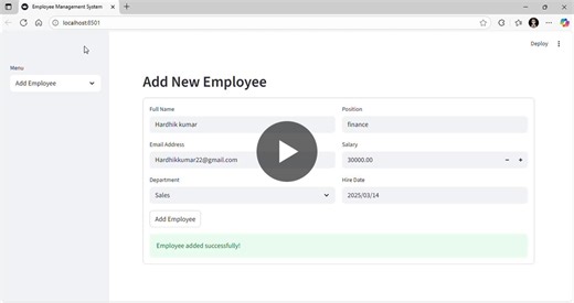 Built Employee Management System with Streamlit and MySQL | Moulik Sharma posted on the topic | LinkedIn