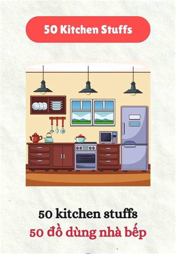 Learn 50 kitchen vocabulary words in English 🍳 Perfect for listening practice, pronunciation, and daily English learning. Slow and clear audio for beginners. Follow for more English vocabulary! #LearnEnglish #EnglishVocabulary #ESL #EnglishForBeginners #DailyEnglish