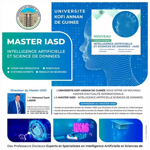 1.2K views · 44 reactions | Les cours du 1er Semestre du Master1 Intelligence Artificielle et Sciences de Données IASD débutent ce lundi 3 novembre 2025 18h-21h dans la salle des Masters 1.6 Bloc Lycée. - Principes d'Intelligence Artificielle et Systèmes experts (lundi) - Génie Logiciel (mardi) - Administration Réseaux (mercredi) - Le langage R (jeudi) - Bases de Données relationnelles et orientées objets (vendredi) - Le langage Python (samedi) | Mohamed Tayeb Laskri | Facebook