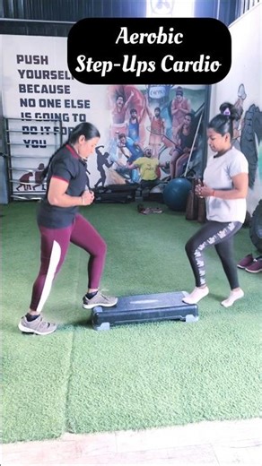 Aerobic Step-Ups 🏋️ Full Body Cardio 💪 Gym Motivation 💪 #deepaaakash #youtubeshorts #trending #viral