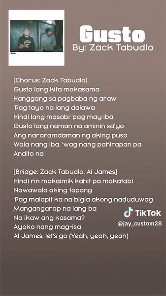 Gusto by: Zack Tabudlo #Gusto #zacktabudlo #lyrics #lyricsvideo #opmsong #trending #viralvideo