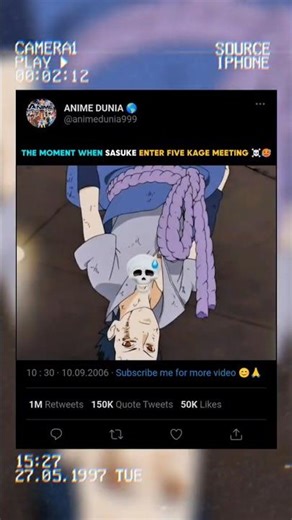 THE MOMENT WHEN SASUKE ENTER FIVE KAGE MEETING ☠️🥵