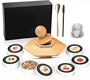 Old Fashioned Cocktail Smoker Kit with 6 Flavors Wood Chips (Peach Oak Pecan Pear Cherry Apple), Old Smoker Drink Kit for Smoking Infuser, Gift for Cocktail/Whiskey/Bourbon Lovers, Torch not Included
