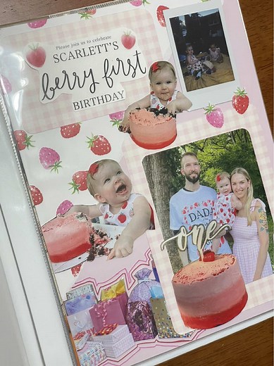 First attempt at a scrapbooking video and going back to my first daughter’s first birthday 💞 #scrapbooking #scrapbook #berryfirstbirthday #firsts