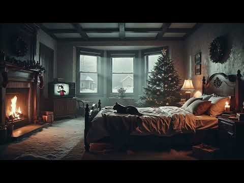 Cozy Christmas Bedroom with Fireplace 🔥🐾 | The Cozy Manor 4K Loop