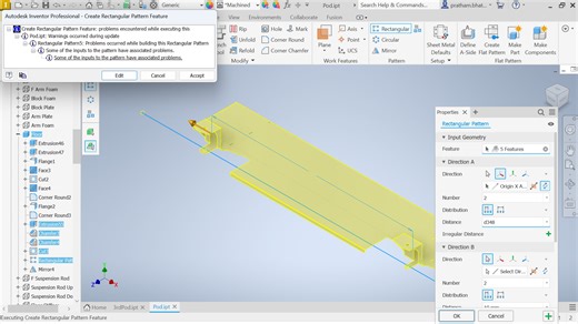 Rectangular Patter not working - Inventor