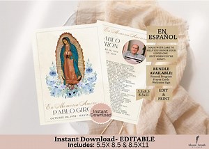 Catholic Funeral Prayer Cards in Spanish - Editable Memorial Cards - Custom Prayer Cards Tarjetas De Oración De Nuestra Señora De Guadalupe - Etsy