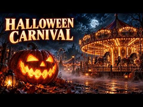 Halloween Carnival Ambience 🎠 Spooky Autumn Night, Fog & Cozy Music