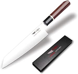 Kbk Japanese Gyutou Kitchen Chef Knife Forged SUS304 Stainless Steel Blade 8.5 Inch and Hard Alloy Edge 63 HRC Super Sharp with Ebony Wooden Handle Comfort Hold