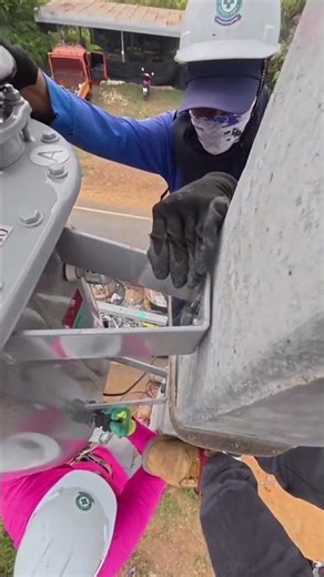 Transformer Bank Installation #electrician #lineman #transformers #electrical