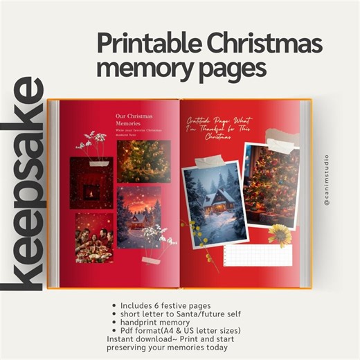 Christmas Memory Book: Printable Holiday Keepsake (A4, US Letter) - Etsy
