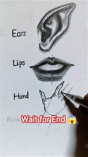 How to draw body parts tutorial ✨ l (ears,lips,hand) #drawing #art #howtodraw #sketch #shorts