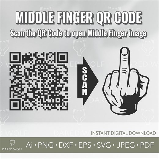 Middle Finger QR Code SVG – Sarcastic Prank Digital Download - Etsy