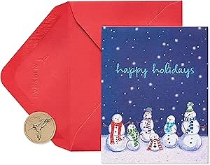 Amazon.com : Papyrus Holiday Cards Boxed with Envelopes, Happy and Peaceful Season, Snowmen (20-Count) : Office Products