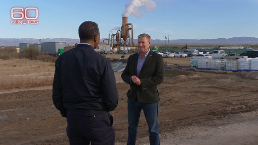 “This is absolutely eureka,” said CEO Rod Colwell as he held a bottle of clear lithium chloride – the purest product from this test facility so far. Australian company Controlled Thermal Resources plans to build a plant in the U.S. https://cbsn.ws/3pgHvwz | 60 Minutes