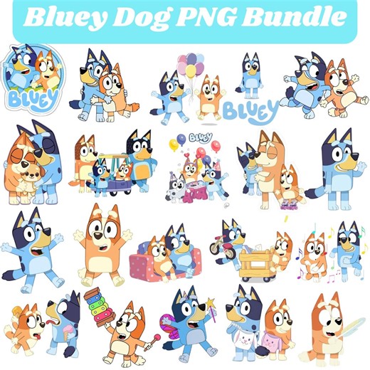 Bluey PNG Clipart Bundle, Cartoon Dog, Birthday Party (digital Download) - Etsy