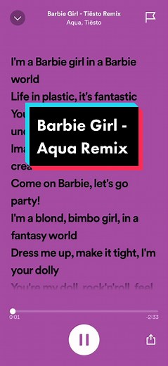 Barbie Girl Remix - Aqua | Lyrics | Songs