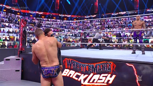 An army of zombies guard the ring as Damian Priest battles The Miz in a Zombie Lumberjack Match at WrestleMania Backlash 2021. | WWE Full Matches