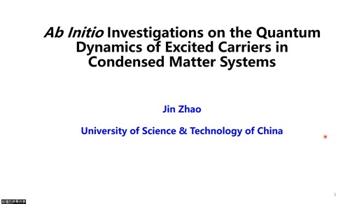 【Hefei-NAMD软件培训】中国科学技术大学-赵瑾：激发态动力学理论及方法