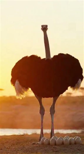Lion vs. Ostrich: Epic Sunset Showdown! 🦁🥚 #wildlife #nature #animals