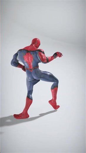 Superhero in Red and Blue Suit with Web Patterns