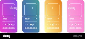 Set of audio player interface templates with album cover frame, slider progress bar and different buttons isolated on white background. Audioplayer app widgets. Vector illustration Stock Vector Image & Art - Alamy