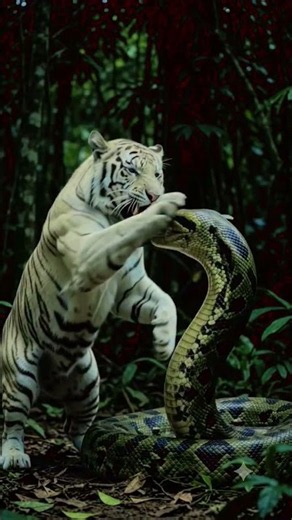 Python vs Titanoboa vs White Tiger 🐯🔥 #EpicStorytelling#FantasyShorts#NewShorts#YouTubeShorts..