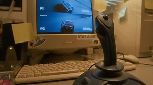 clip-3753227545-close-shot-retro-pc-computer-racing-videogame