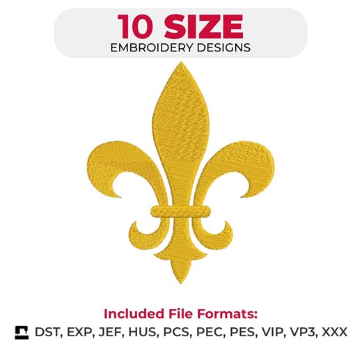 Fleur-de-lis Embroidery Design – 1 Design, 10 Sizes – Machine Embroidery File – Instant Download - Etsy