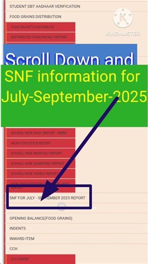 SNF information July-September:2025 entry method in SATS MDM KARNATAKA