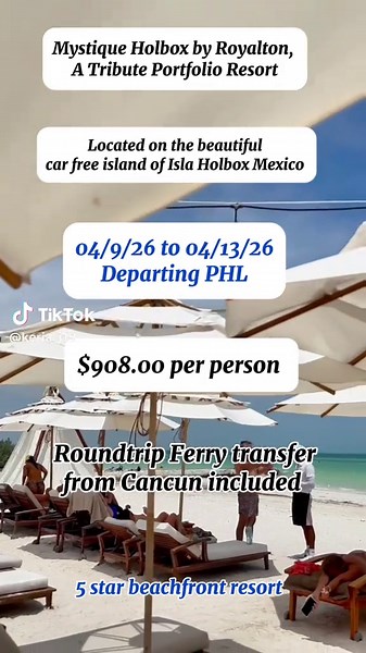 Come experience YOUR PRIVATE ISLAND RETREAT 🏝️w/ only 38 boutique suites on the property. A perfect retreat for travelers seeking luxury, and privacy. Only accessible by ferry or private air taxis. Don’t miss this deal! Comment for your departing city 🏙️#traveltiktok #traveladvisor #mexico #holbox #girlssupportgirls