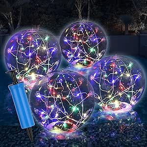Solar Powered Floating LED Pool Lights - 14" Waterproof Balls, 4-Pack Decorative Lights for Inground Pools