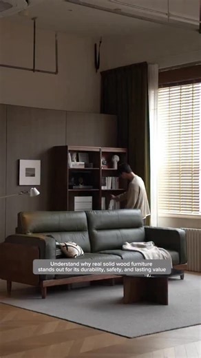 ONLINE SOLID WOOD FURNITURE STORE on Instagram: "A living room built around black walnut has a quiet confidence to it. The deep, natural tones immediately create a sense of warmth and balance, while genuine leather upholstery adds a layer of comfort that feels both refined and inviting. This combination works especially well in everyday spaces, where furniture needs to look elegant without feeling precious or untouchable. One of the strongest trends right now is choosing fewer, better pieces tha