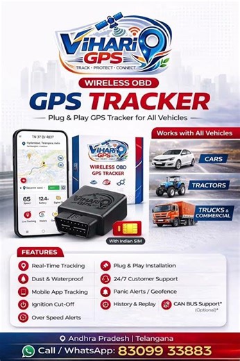 Wireless OBD GPS Tracker 🚗 | Plug & Play Device | ViHARI GPS