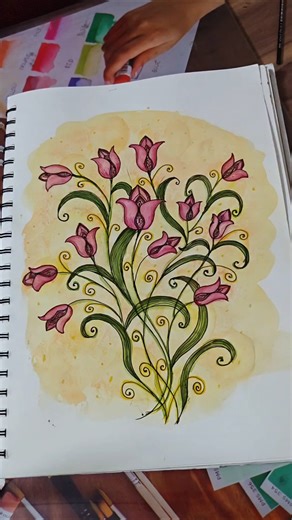 Satisfying Watercolor Layering: Stylized Tulips #shorts