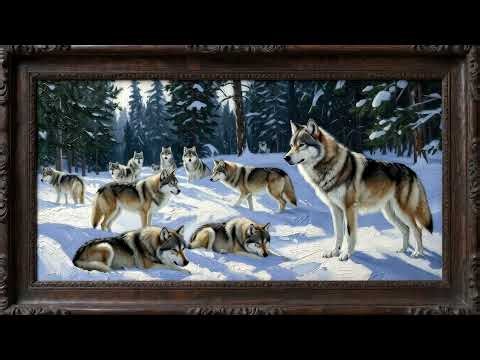 Frame TV Art 4K : Majestic Winter Wolf Pack Landscape + Ambient Music